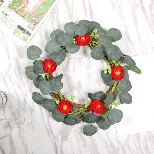 

country farmhouse decor wall door wreath artifical leaves vine wreath front door spring summer hanging decor greenery eucalyptus