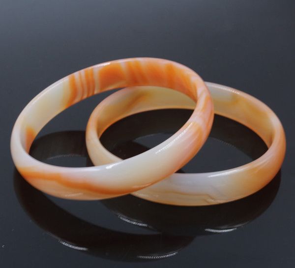 

pair natural beautiful chinese red agate jade bangle bracelet size 70 mm, Black