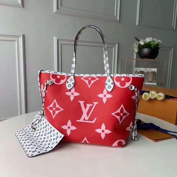 

De igner luxury handbag pur e l letter neverfull leather handbag white printing pur e women de igner bag m44588