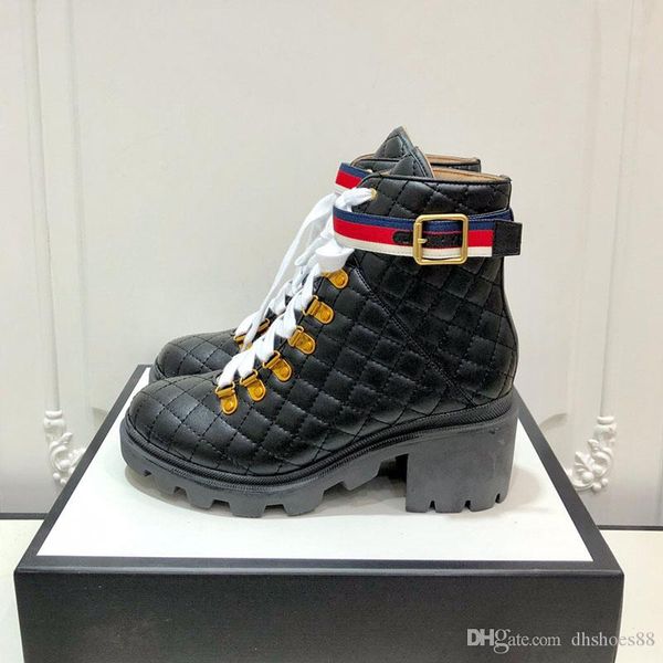 

luxury 2020 new fashion winter ankle boots for women genuine leather printing antiskid combat boots lady martin boots big size, Black