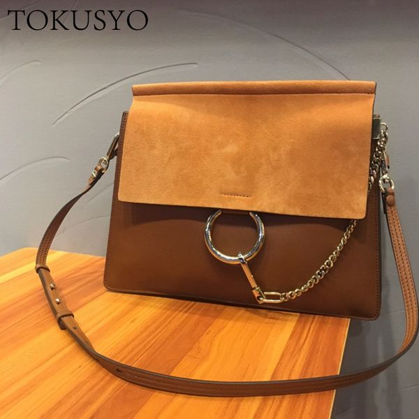 

stylish cowhide leather shoulder bags handle handbags ring purse women vintage crossbody messenger bags with genuine leather