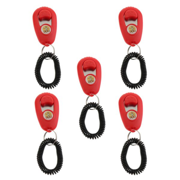 

5pcs dog puppy training clickers click button trainer obedience aid with wristband