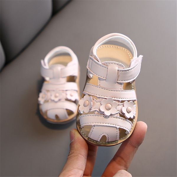

sandals dimi 2021 summer baby shoes baotou cutout princess fashion small floral soft leather non-slip girl, Black;red