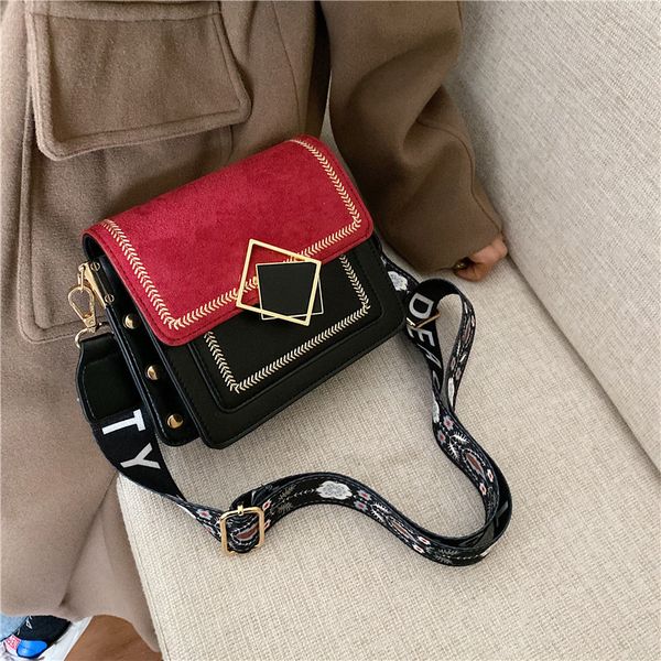 

2019 новые женские сумки на ремне высокое качество pu женская сумка корейский западный матовый широкополосный небольшой квадратный мешок мод