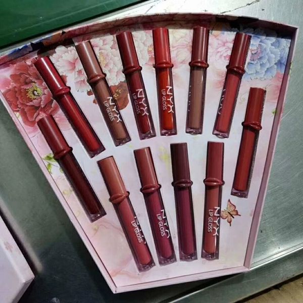 

dropshipping 2019 new arrival nyx matte lip gloss 12pc/set lip set in stock with gift