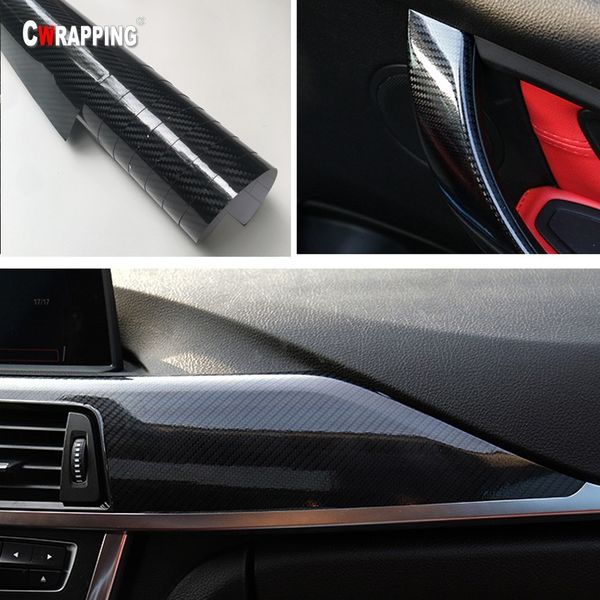 

20x152cm waterproof high gloss 5d carbon fiber wrap glossy black vinyl car styling auto motorcycle accessories protector film