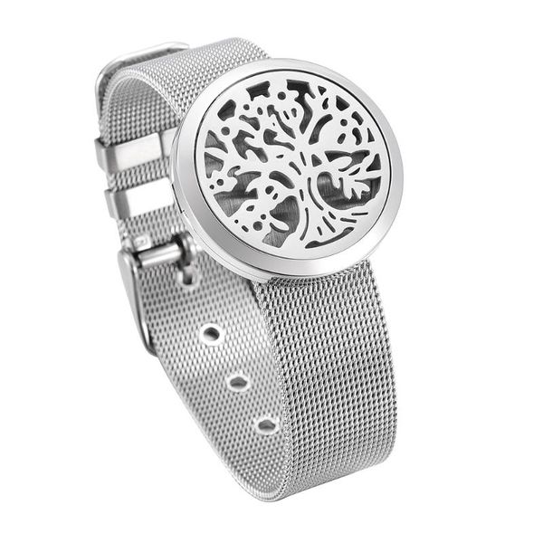 

ijw0001 stainless steel strap essential oils diffuser perfume 12 pads memorial keepsake bracelet, Silver