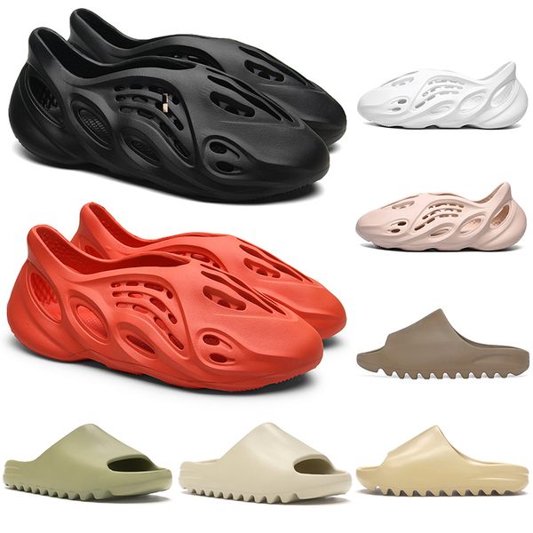 

foam runner womens sandals resin designer mens slippers kanye west slides desert sand bone kids stock x shoes childrens outdoor sandals blue, Black