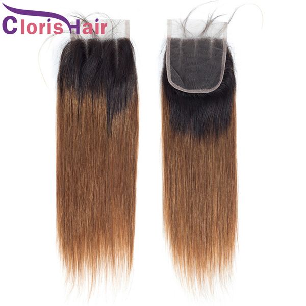 T1b 30 Medium Auburn Ombre Closure 100 Human Hair Brazilian