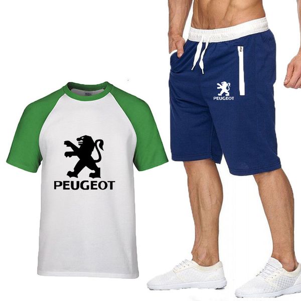 

new 2020 for car summer cotton crew neck short sleeve mens t-shirt+pants suit 2pcs