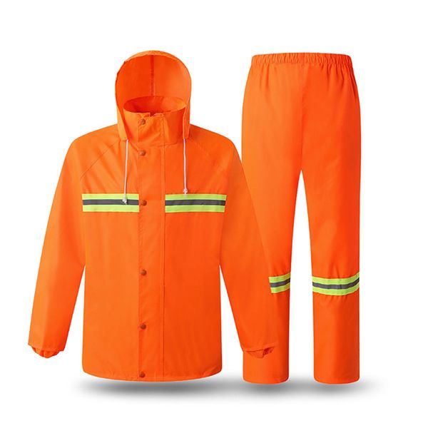 

bright color reflective rain suit hooded long sleeve jacket pants kit high visibility windproof waterproof raincoat outwear suit, Black;blue