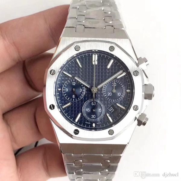 

роскошные часы мужские хронограф кварцевые часы классический синий кожаный реме