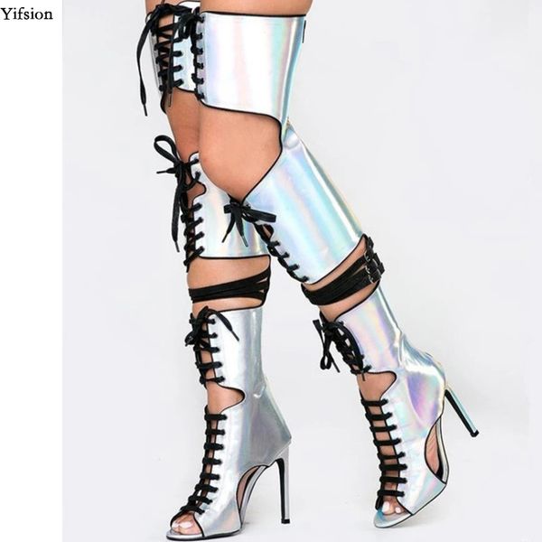 

rontic super women sandals thin high heels sandals peep toe gorgeous silver night club shoes women us plus size 5-15, Black