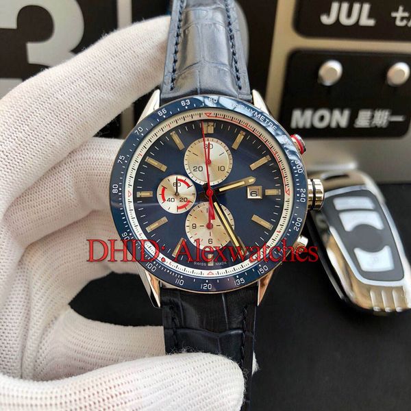 

sports mens designer watches import swiss quartz movement watch 316l stainless steel case ceramic bezel cowhide leather strap wristwatches, Slivery;brown