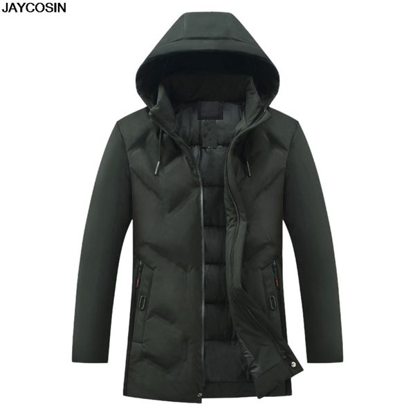 

klv parkas winter men jacket fashion cotton thermal thick parkas male casual outwear windbreaker hoodies brand clothing 9107, Black