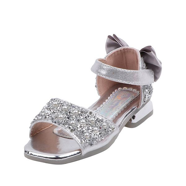 

new girls sandals 2020 summer fashion princess bowtie dance little high heels shoes soft sole breathable children casual sandal, Black;red