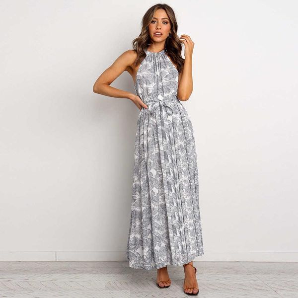 

new arrival womens dresses fashion summer sleeveless printed dresses women long skrits 4 colors ph-yf20422, Black;gray