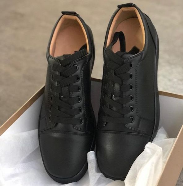 

luxury sneaker studded spikes men trainers red bottom grey new designer brand flats 100% genuine leather for us 5-12 zone cs09, Black