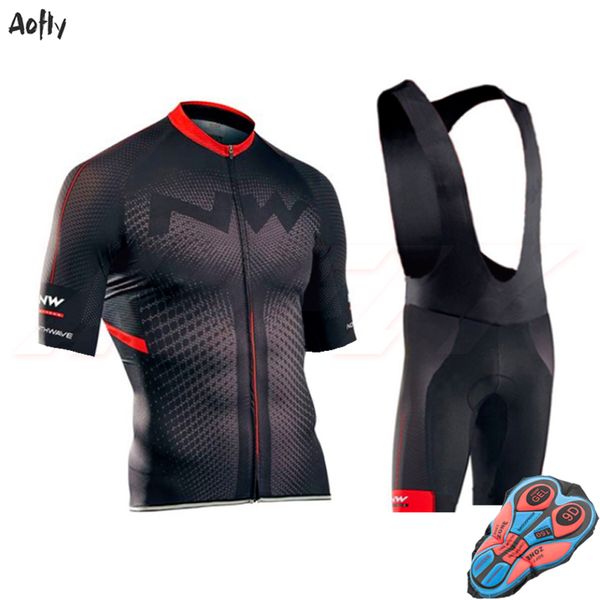 

2020 black nw men's short sleeve cycling jersey sets 9d gel pad bib short pants ciclismo breathable northwave mtb bike clothing, Black;blue