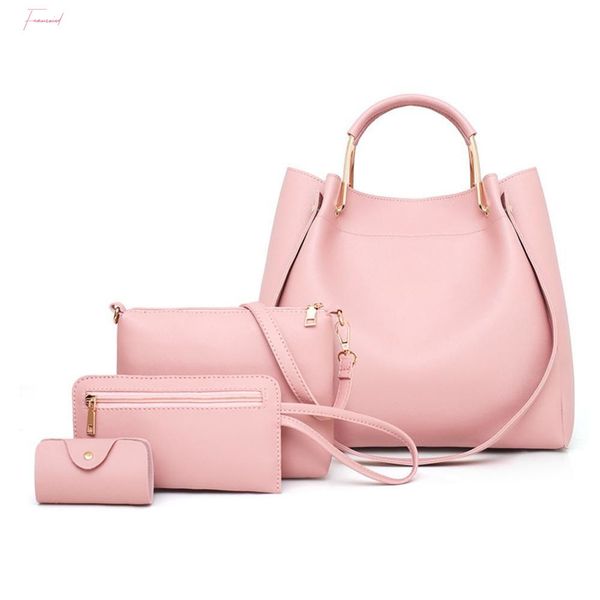 

4pcs set pu leather women bags simple female leather large tote women leather crossbody bags clutch drop shipping