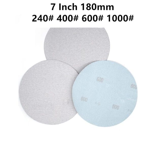 

20pcs 7 inch 180mm white round dry sandpaper disk sand sheets grit 240# 400# 600# 1000# hook loop sanding disc for polish
