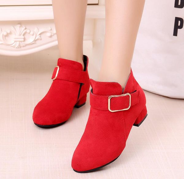 

2019 autumn new girls boots /children' snow boots non-slip pu artificial short plush sewing thread kids cotton shoes sneakers, Black;grey