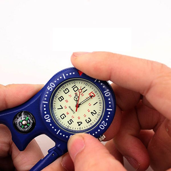 

1 pcs clip-on carabiner pocket watch compass bottle opener for doctors chefs luminous kng88, Slivery;golden