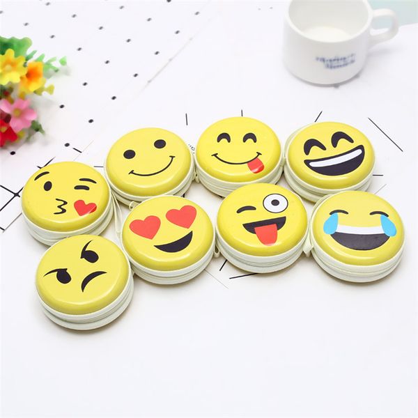 

5styles emoji coin purse metal cute wallet portable keyring coin purse earphone earbud storage iron box case designer wallet wholesale jy750, White