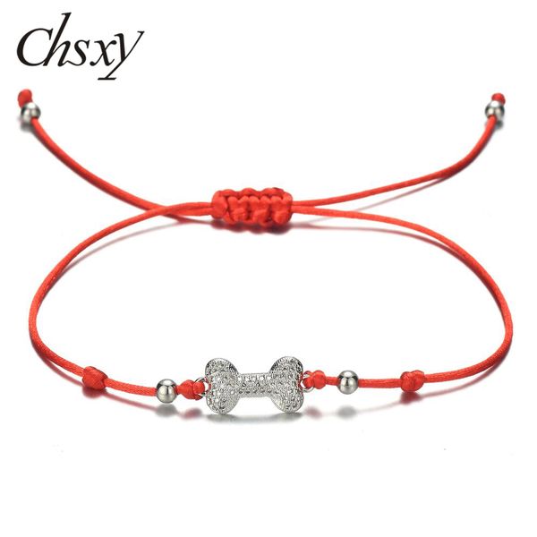 

chsxy cute bone lucky red string bracelet for children wish jewelry micro paved white cubic zirconia crystal charm baby bracelet, Golden;silver