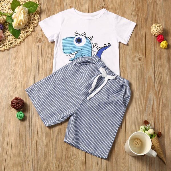 

tracksuit [newborn baby boy] hooded coat toddler kid baby girl cartoon printing tshirt+short pant clothes outfits set top, White