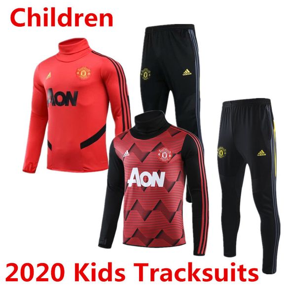

2020 man united kids high collar jacket pogba child kit tracksuit soccer jersey train boys martial rashford children football training shirt, Gray;blue