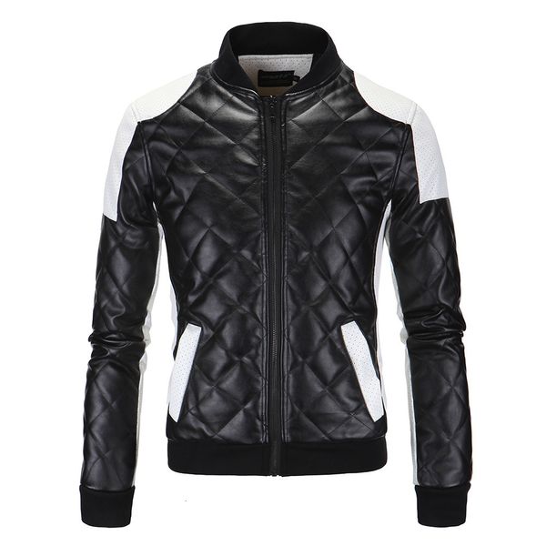 

quality patchwork motorcycle cotton leather jacket , men's coat jaqueta de couro masculina coats windbreaker bomber jackets, Black;brown