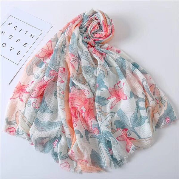

muslim cotton head scarf creased scarf related to vlad female printed thin section breathable fashion vs153 hijabs, Blue;gray