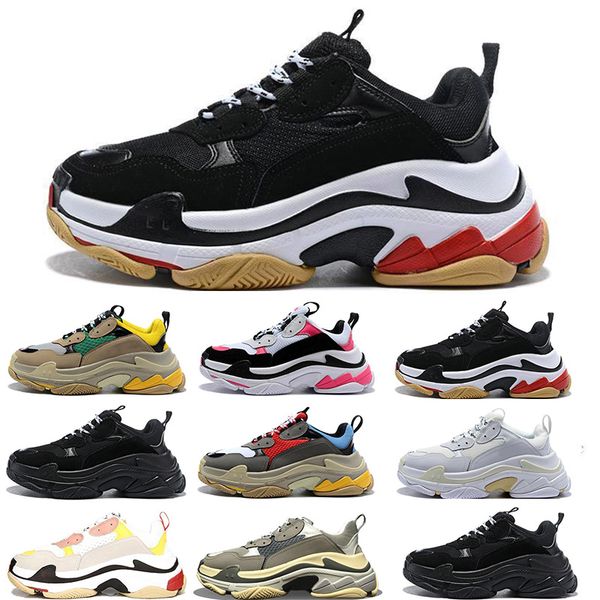 

2019 designer paris triple s sneakers for men women black red white green pink casual dad shoes tennis running shoes, White;red