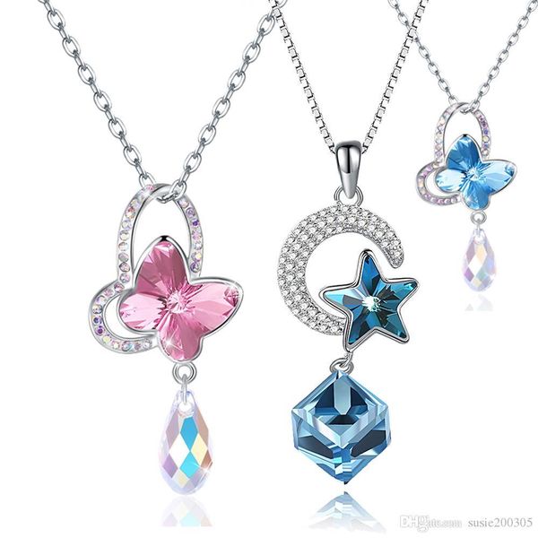 

trendy luxury 925 silver choker necklace sparkling elegant stone pendant necklace creative wedding party gift jewelry woman