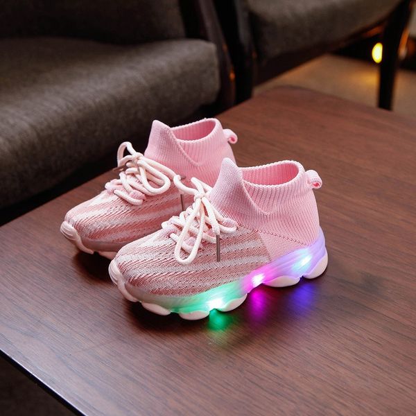 

led shoes kids toddler baby girs led light shoes boys soft luminous outdoor sport luminous sneakers, Black;red