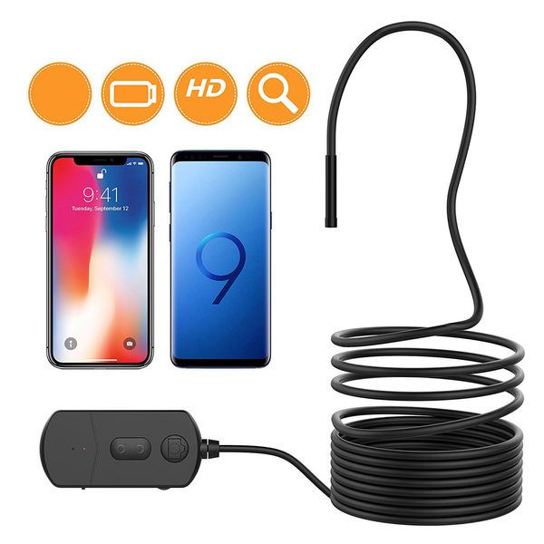 3,5 m langes Kabel, Endoskop-Inspektionskamera mit Licht, iPhone und Android – WiFi-Kanalkamera-Schlange für Rohrabläufe – USB-Glasfaser-Mechaniker-Ingenieur-Kamera PQ301