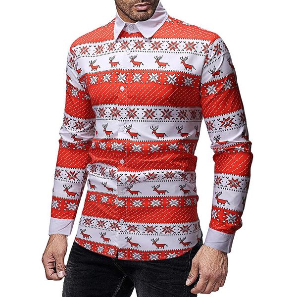 

funny christmas shirt men handsome christmas man xmas shirt casual 3d printed santa leisure long sleeve blouse#g2, White;black