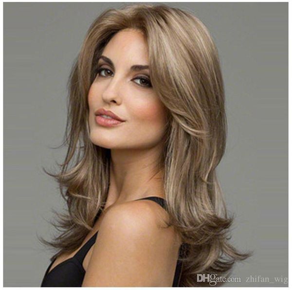 

22" мода длинные светлые парики для белых женщин синтетический полный парик для чернокожих женщин как волна вьющиеся европейский стиль мода, Black