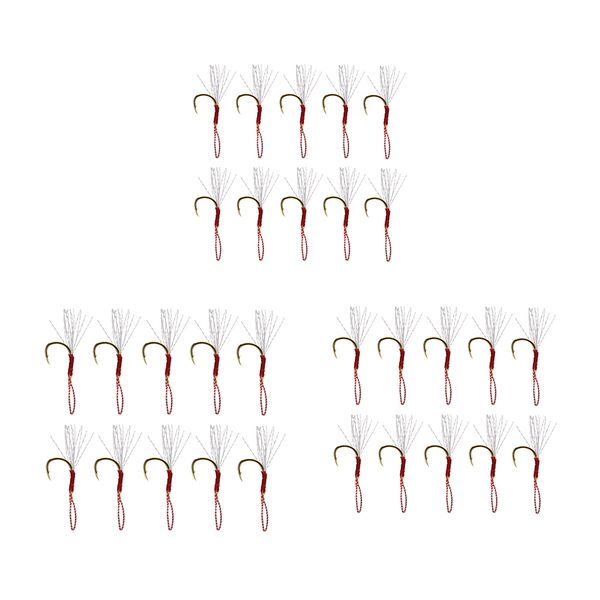 

30pcs fishing assist jig hook live baits hooks with braid lines 12/14/16#