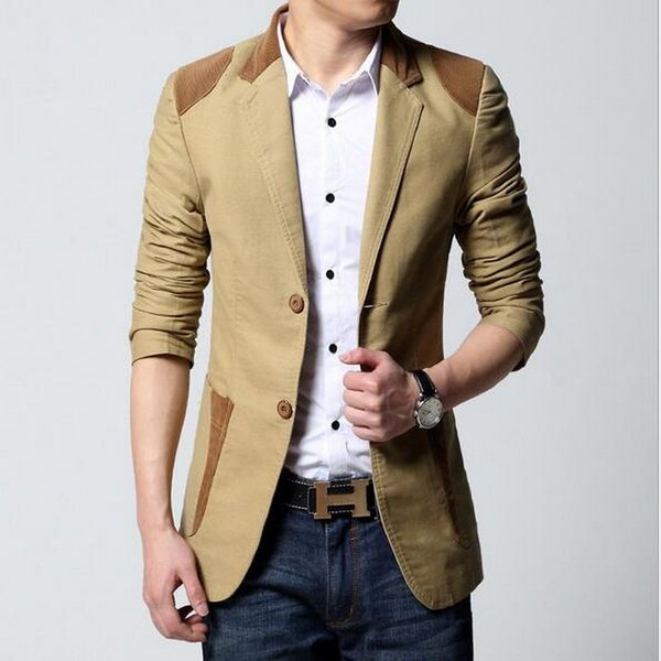 

2019 vxo men's blazer masculino casual slim fit blazer leather patchwork plus size suits jacket slim fit hombre masculino, White;black