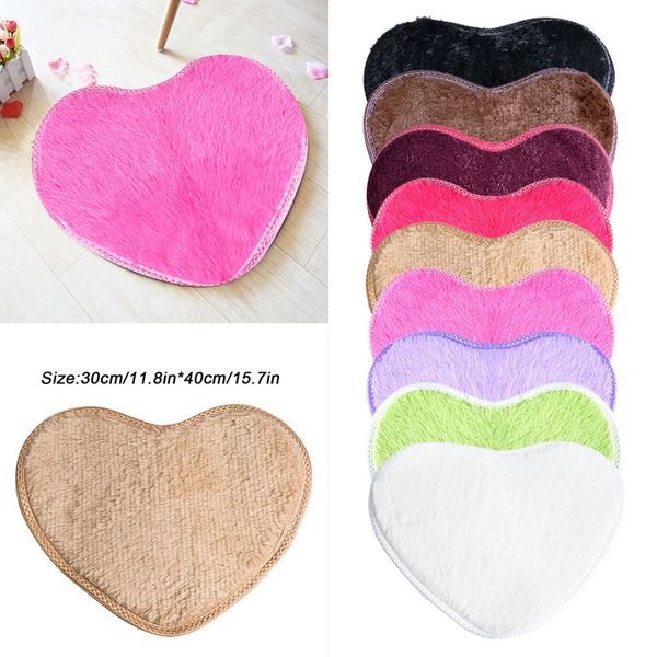 Small 30x40cm Heart Shaped Soft Mats Artificial Silk Carpets Cushion For Girls Adults Kids Designer Rugs Bedroom Mats Check Carpets Frieze Carpet