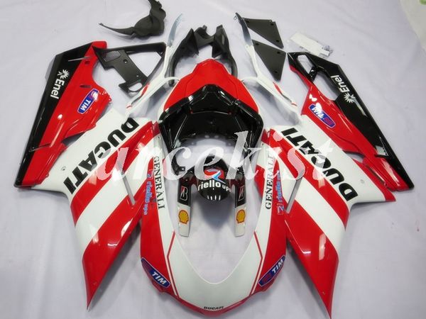 

4 gifts new abs injection full fairings kit fit for ducati 848 evo 1098 1198 1198s 2007 2008 2009 2010 2011 2012 body set red white black