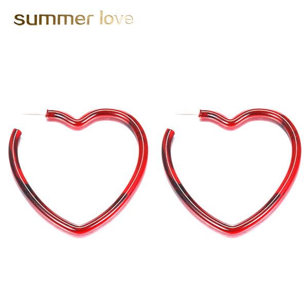 

new arrival acrylic acetate heart star c shape hoop earring for women fashion circle earring with prevent allergy steel needle 2019, Golden;silver