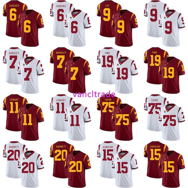 

2019 ncaa football usc trojans 6 mark sanchez 9 marqise lee 7 matt barkley 19 matt fink 11 leinart 75 tuerk 20 garrett 15 agholor jerseys, Black;red