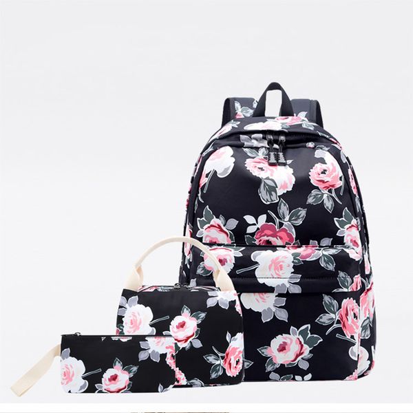 

aosbos 3pcs/set printing canvas school bags for teenage girls floral print backpacks female 2020 school bag mochila escolar
