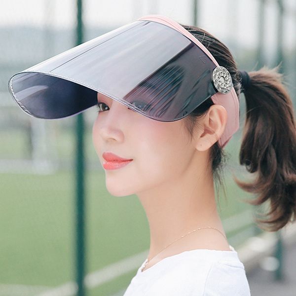 

sun caps women men sunscreen hats transparent plastic sunshade hats female empty cap bicycle sunhat, Blue;gray