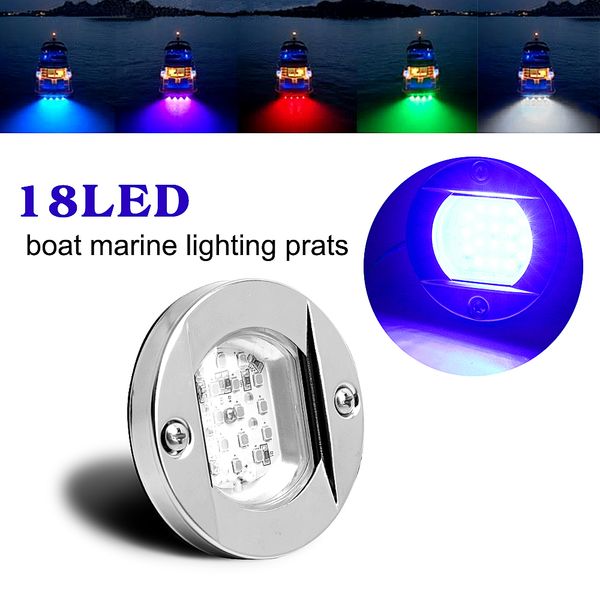 

2x 18led синий морской лодка транец кормовой свет круглый из нержавеющей стали хвост лампы яхты аксессуары