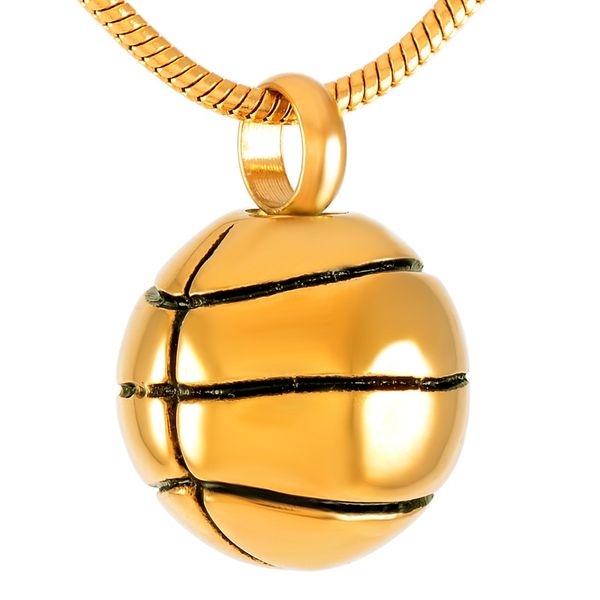 

ijd8113 stainless steel cremation memorial gold basketball for ashes urn memorial necklace round souvenir pendant jewelry, Silver