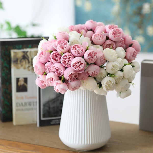 

artificial flower 27 heads rose flower bouquet diy fake dried wedding bride holding floral bouquet home l table decor
